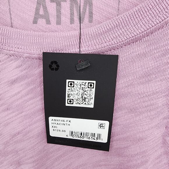 ATM Slub Jersey Long Sleeve Destroyed Wash Tee in Pink Hyacinth XXL NWT - Picture 2 of 7